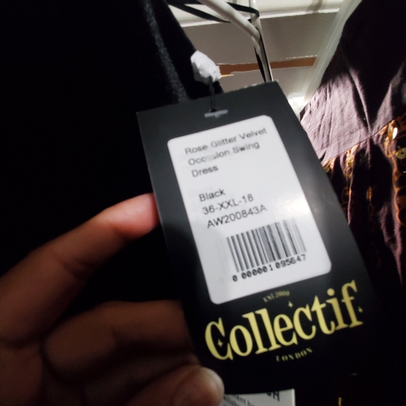 Rose glitter velvet swing dress - Picture 3 of 4